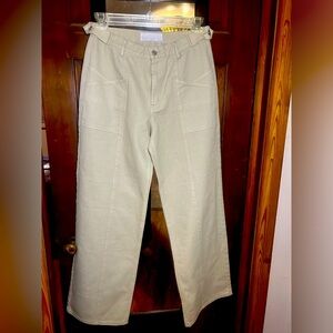 Naked Wardrobe Denim Wide-Leg Pants Cream Color